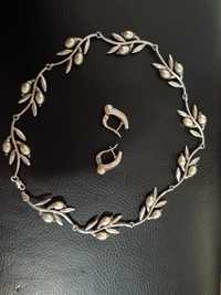 Set bijuterii argint 925 - colier și cercei cu perle naturale