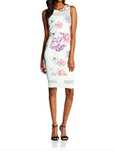 Rochie mulată, conică, cu imprimeu floral și plasă