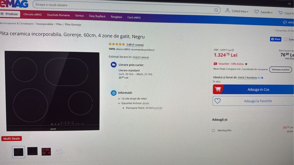 Plita ceramica incorporabila