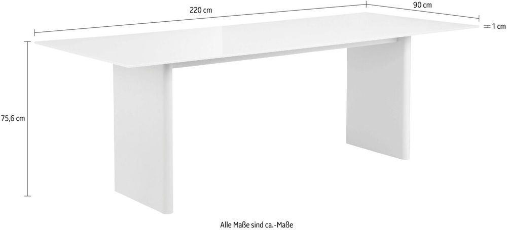 Masa Janita , Sticla , MDF , Creme , 220 cm latime