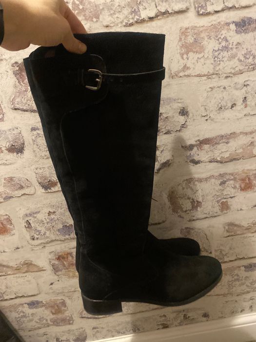 Дамски ботуши от естествена кожа и естествен велур