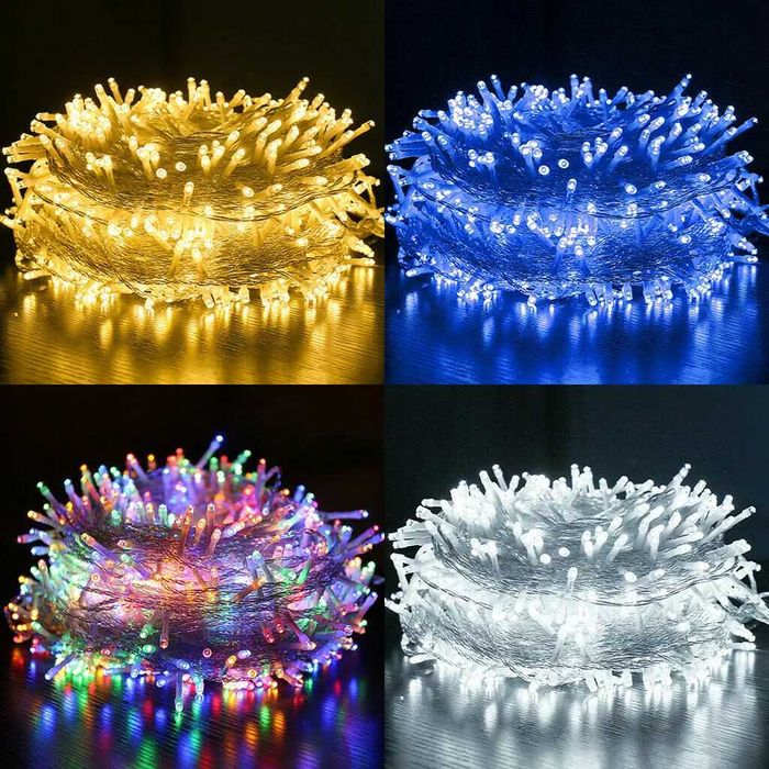 коледни новогодишни LED лампички 10м 100 диода 8-шоу програми 6 цвята