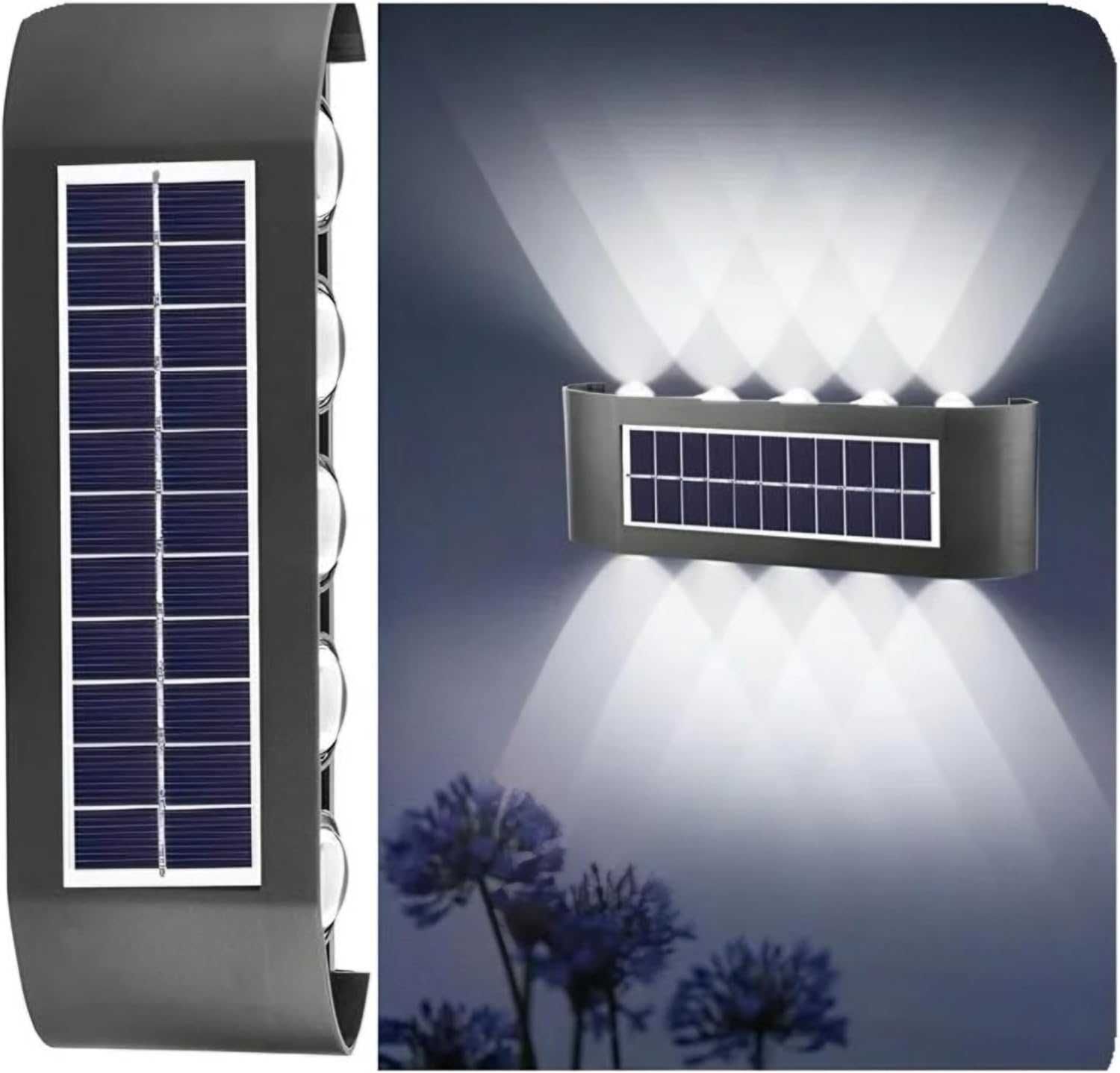 Двустранна соларна лампа за стена 10LED, Водоустойчива