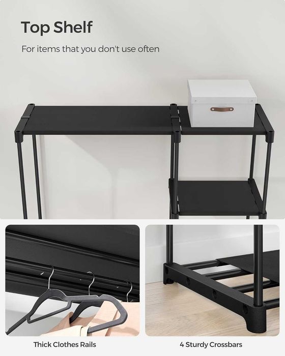 Raft pentru haine Songmics, 43 × 124 × 182 cm, negru