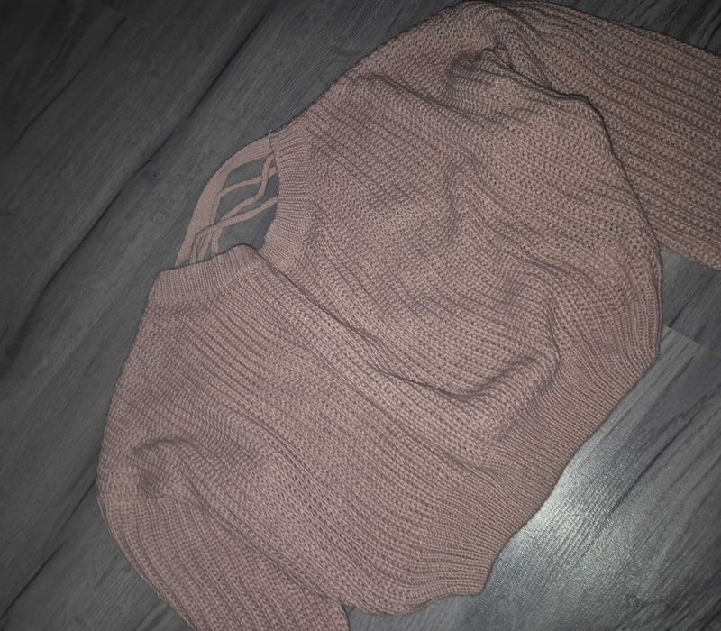 Pulover dama crop S roz prăfuit