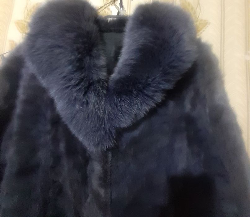 Шуба Норка Темно голубая  Европейка 50  54р.