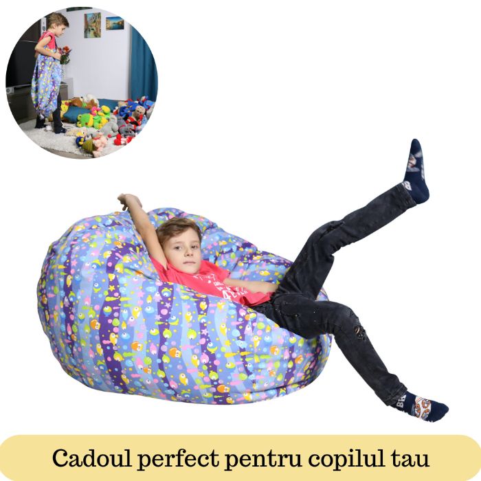 Fotoliu Bean Bag Depozitare Jucarii de Plus XL