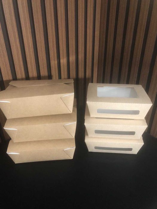 Бумажная упаковка для салатов, гарниров и вторых блюд