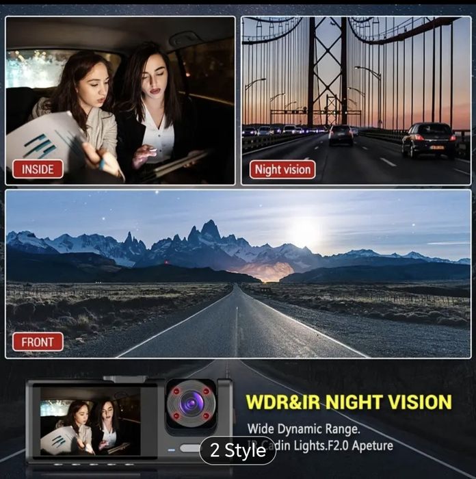 Camera De Bord, Inregistrare frontală și interioară 1080P, senzor G