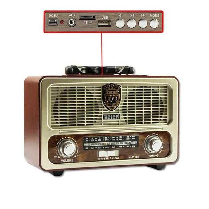 Радио ретро Meier M115BT, Bluetooth, дистанционно, USB и SD карта