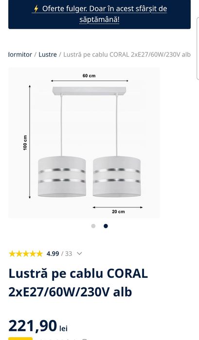 Lustre albe 2 bucăți
