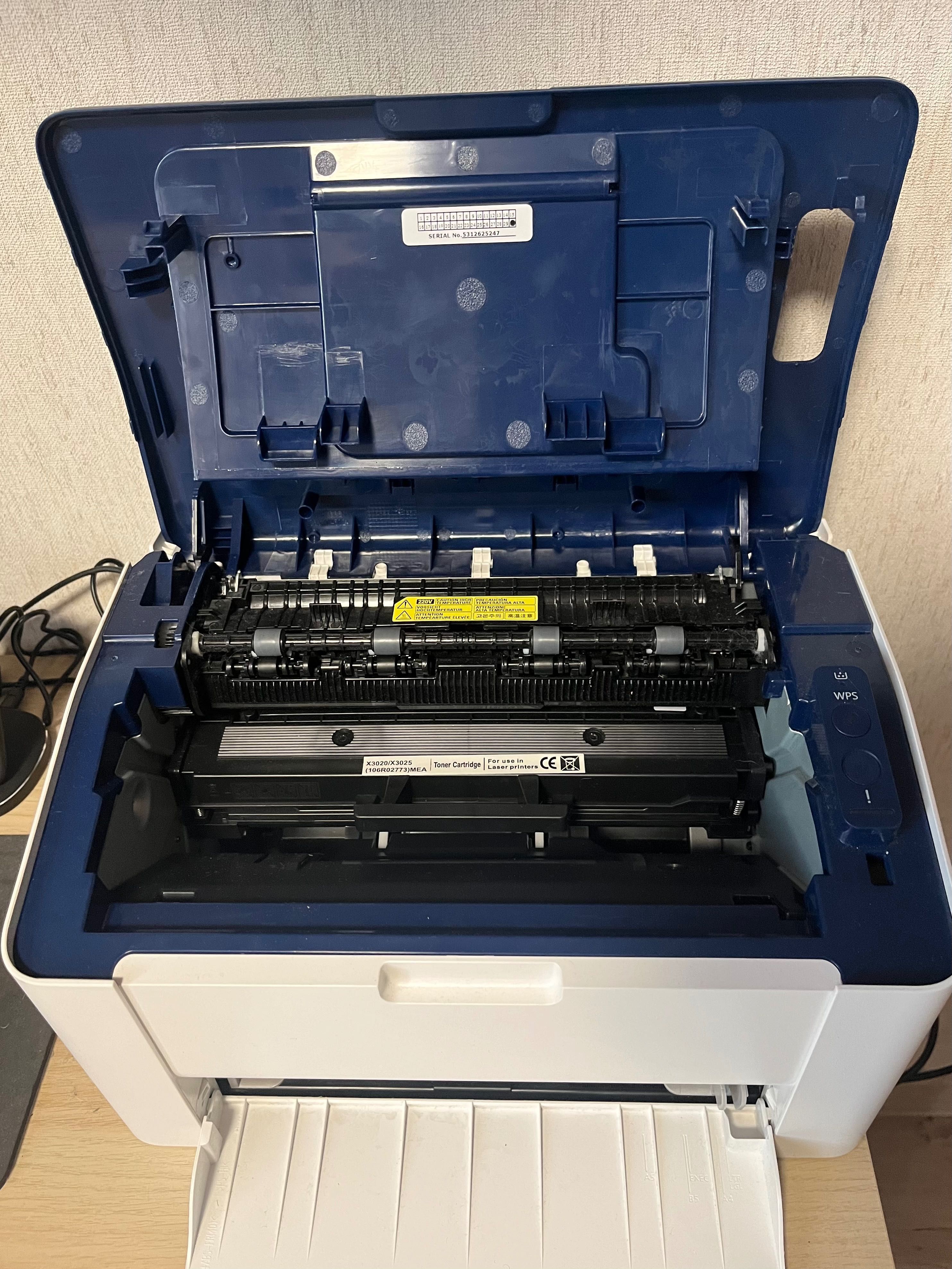 Принтер Xerox Phaser 3020, черно-бял + тонер