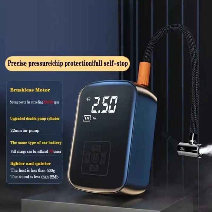 Compresor Auto Wireless Portabil 10 Bar Acumulator 2000 mAh PowerBank