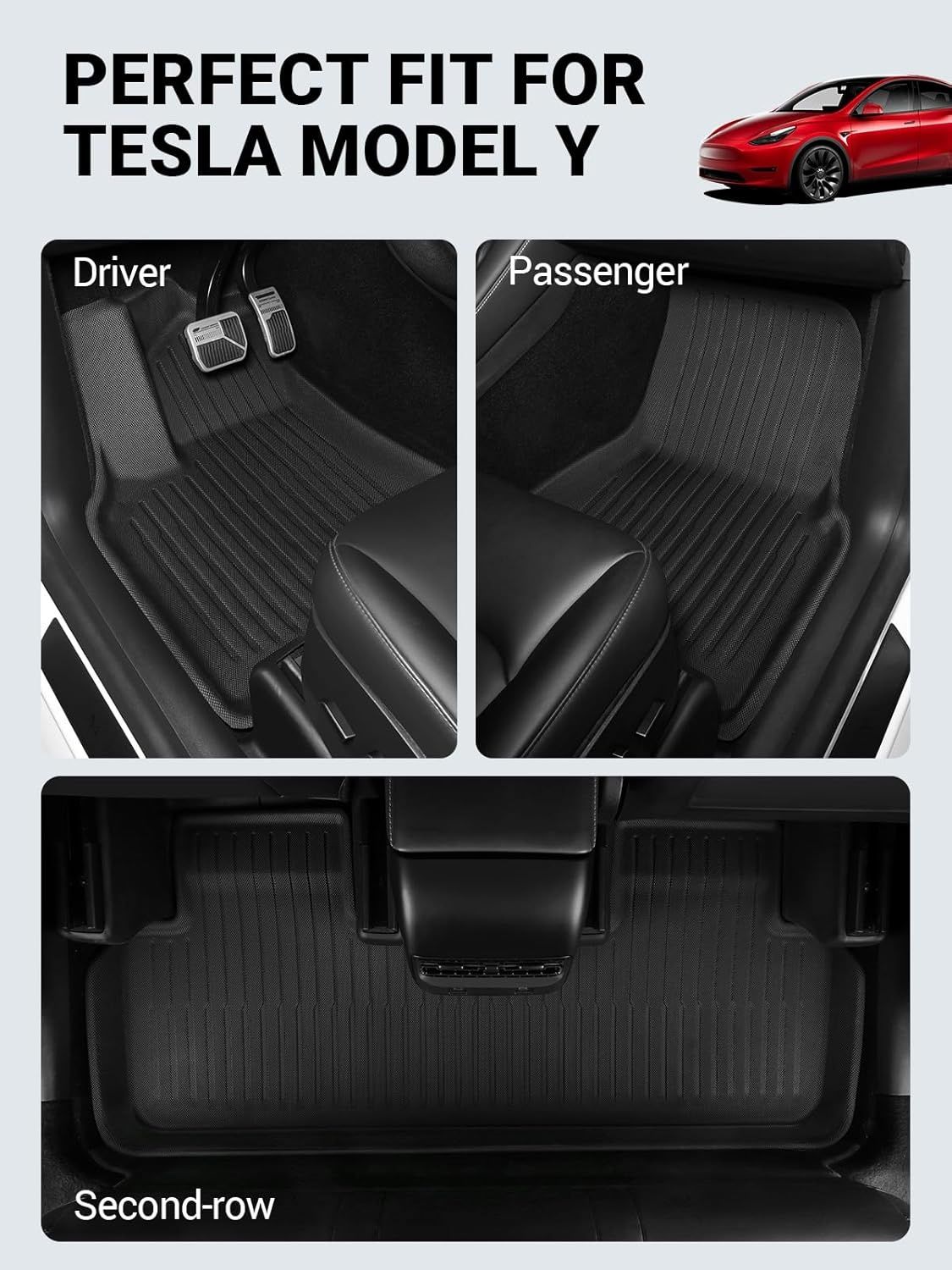 9 части 3D трислойни всезонни стелки и корито багажник Tesla Model Y