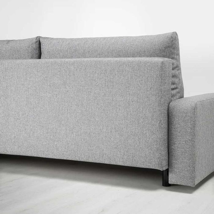 IKEA GRÄLVIKEN - Canapea extensibilă 3 locuri, gri. Pat: 140 x 200 cm.