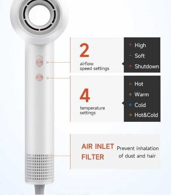 Ionic Hair Dryer Fitz Grey 1400 W, 1200 W