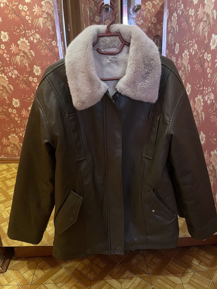 Кожанная куртка с мехом, унисекс