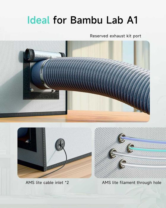 Carcasa imprimanta 3D A1, control temp, ilumin LED, REDUS de la 490RON