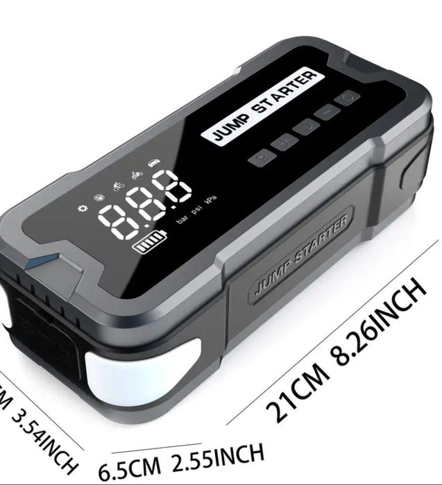 Мощный 24000mAh Пускавой автомобильный стартер с компрессором и USB