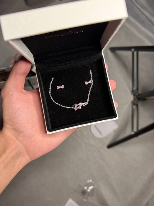 Pandora 3в1 серьги,кольцо,цепочка