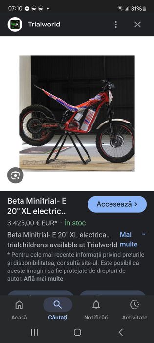 Motocicleta trial electric copii ,Beta Minitrial  E 20 xl