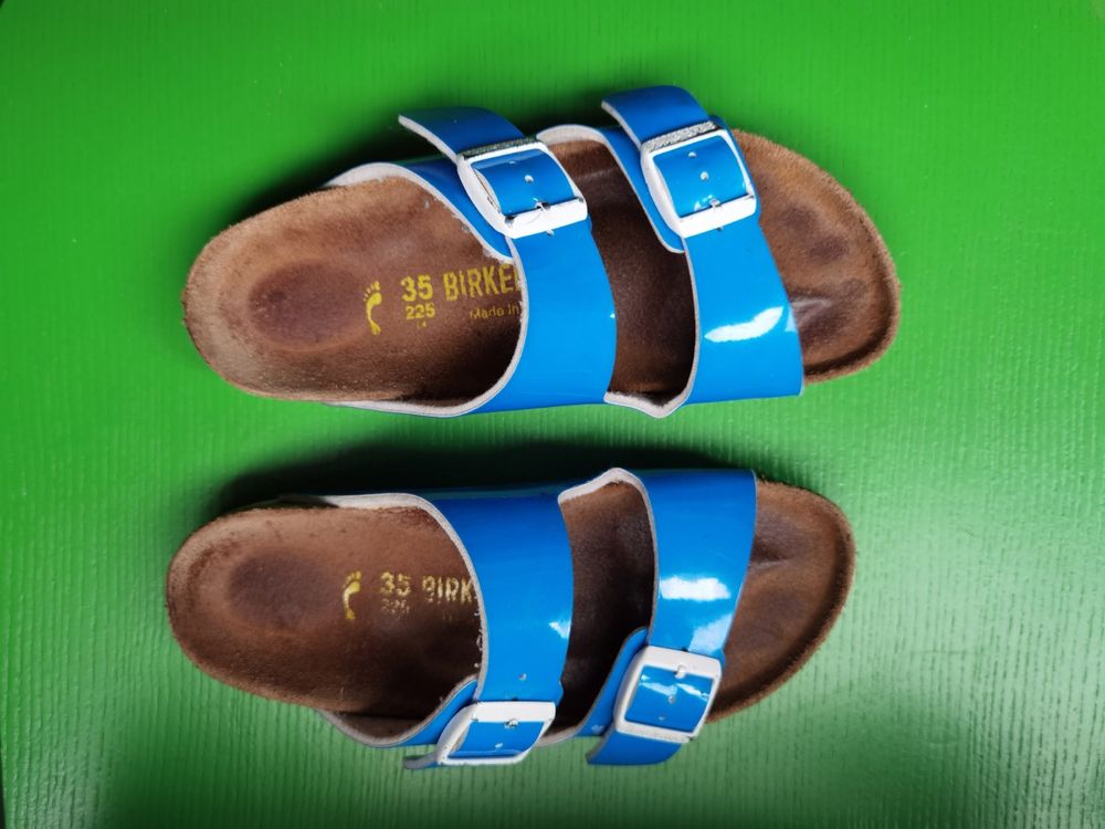 Birkenstock ортопедични чехли син лак размер 35