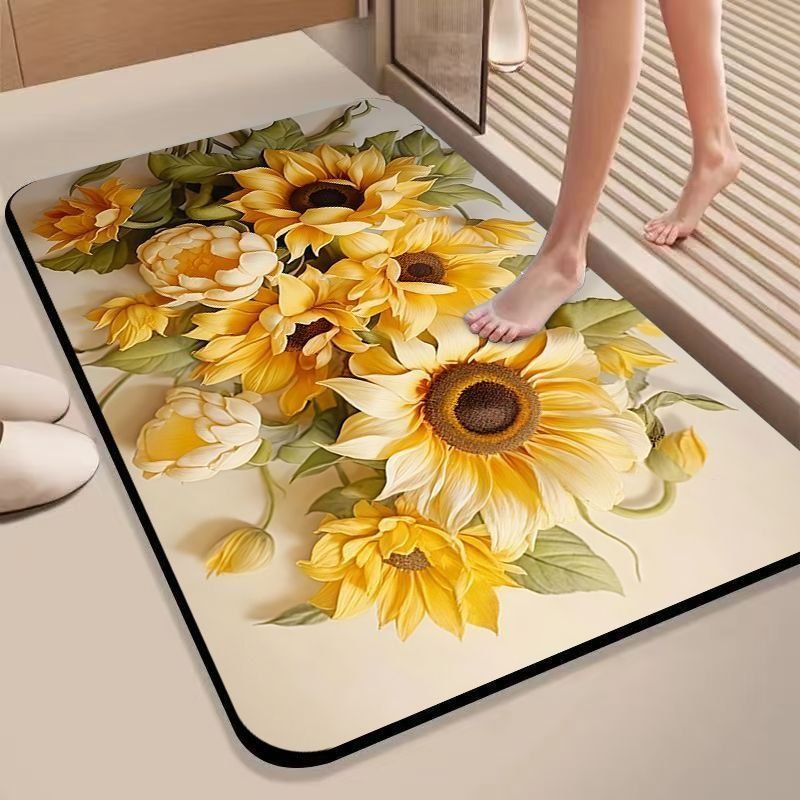 Стильный коврик с объёмным 3D рисунком цветов, 80×120 / 90×60 см