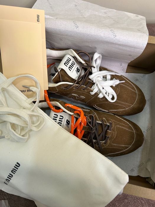 Miu miu new balance 530 SL suede brown/натуральная замша кроссовки