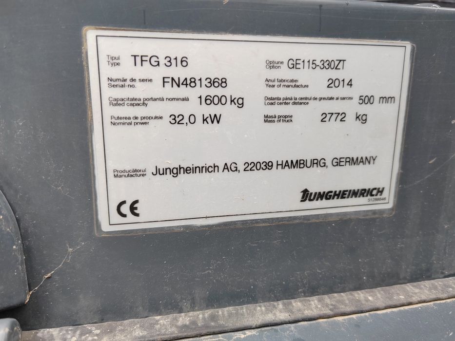 Stivuitor Jungheinrich TFG 316 2014
