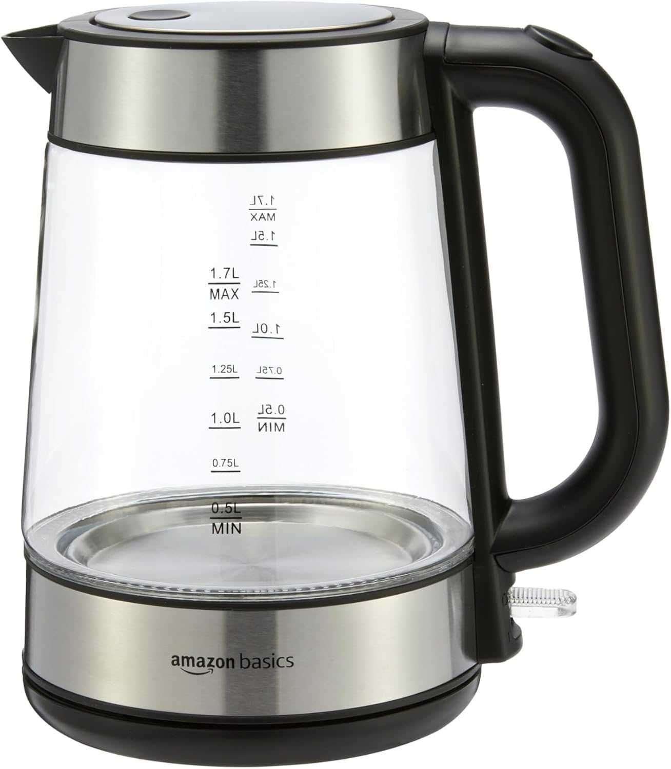 Кана за вода Amazon Basics Glass – 1.7 L, LED осветление