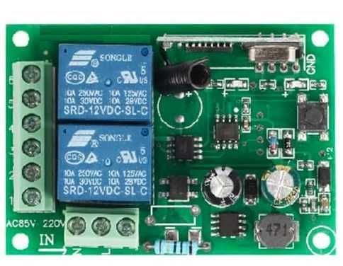 Releu cu doua telecomenzi radio 220V doua canale wireless automatizari