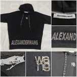 Bluza hanorac Alexander Wang casual negru glugă mânecă scurtă tricou