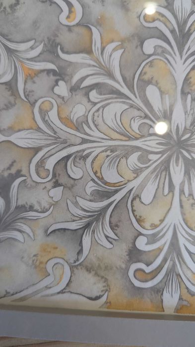 Уникална авторска картина арабеска, орнаменти в стил барок, акварел