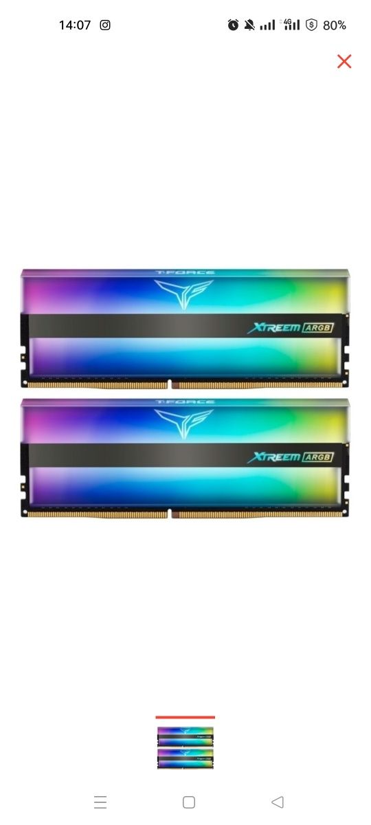 Оперативная память 16 гб Team Group Xtree m ARGB TF10D416G4000HC18JDC0