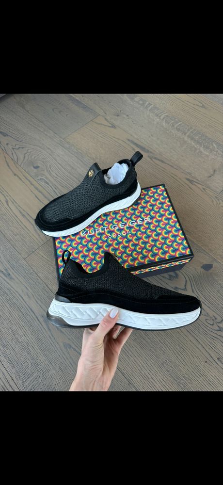 Kurt Geiger оригинални дамски черни сникърси маратонки кецове