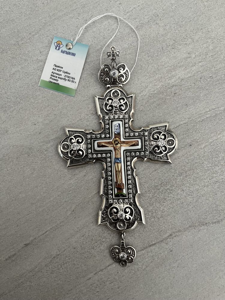 Cruce pectorală preot argint cu email