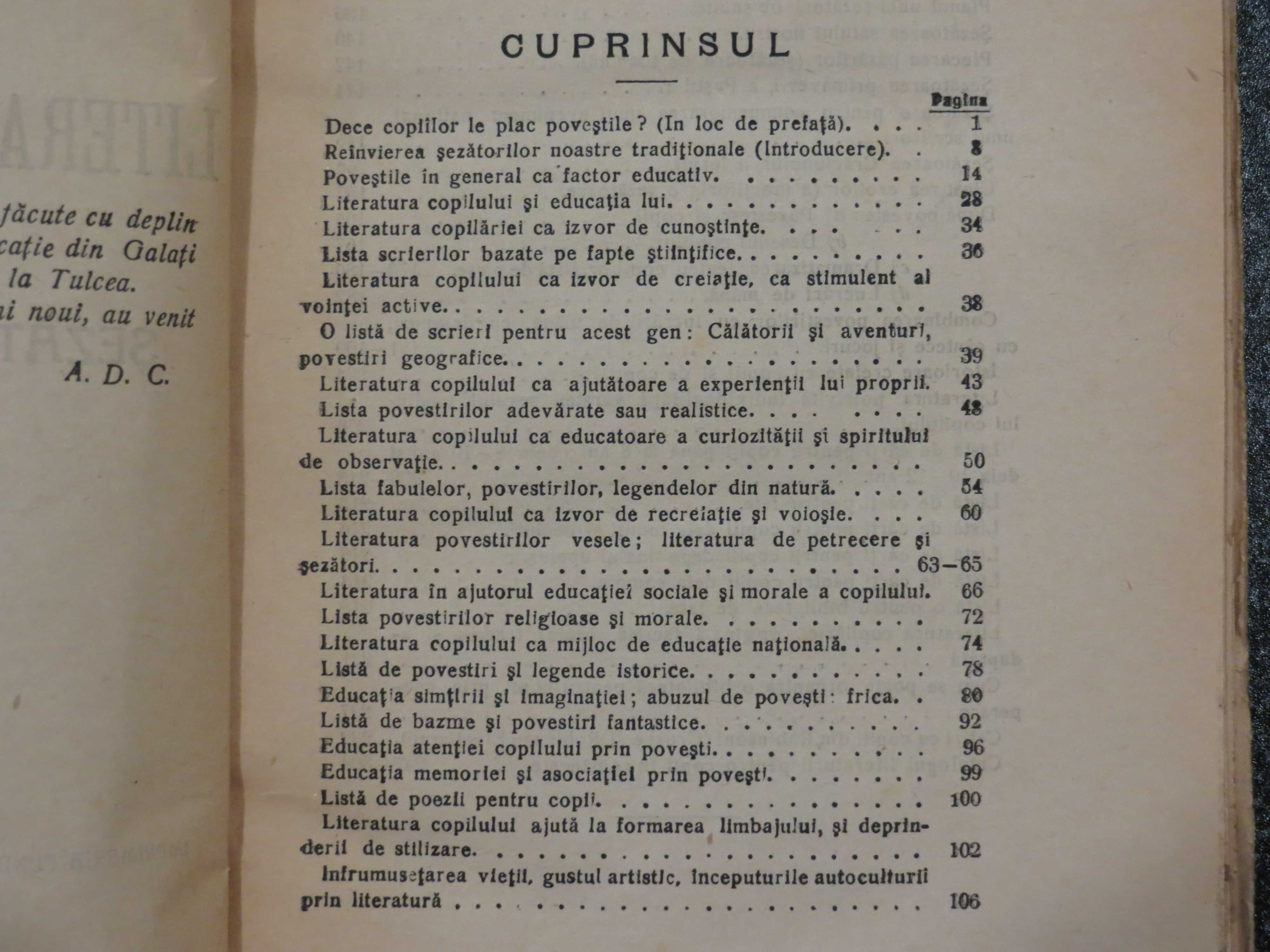 Literatura copiilor si sezatorile cu copiii  Apostol D. Culea  1923