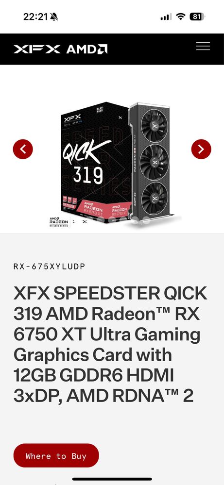 Placa video XFX Radeon RX 6750 XT Speedster QICK 319 Core Gaming 12GB