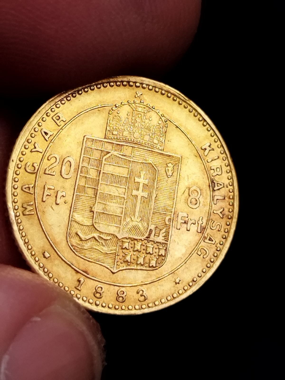 20 франка 8 флорина  1883 година Франц Йосиф  Унгария