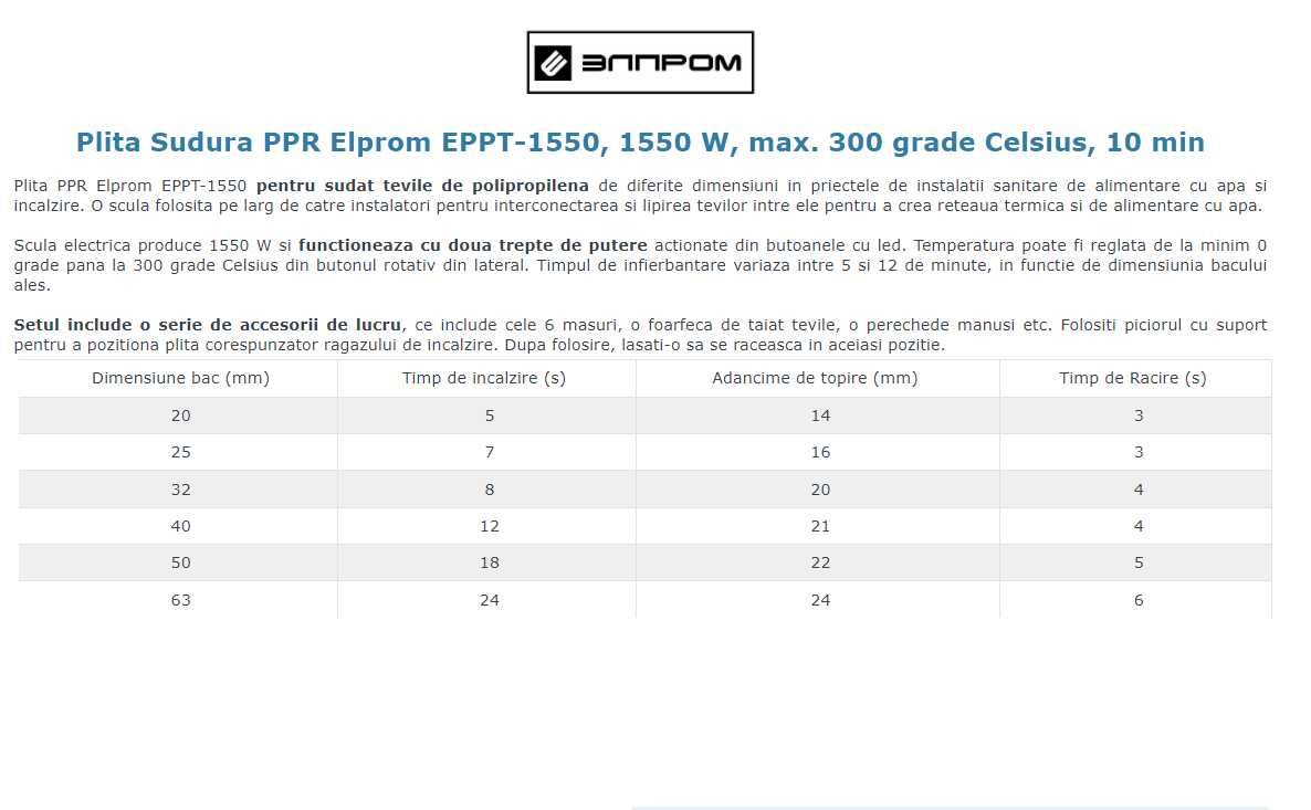 Plita PPR Elprom EPPT-1550