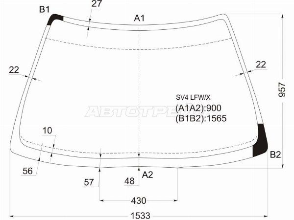 Стекло лобовое HONDA ACCORD 4/5D 93-97 Honda Accord
