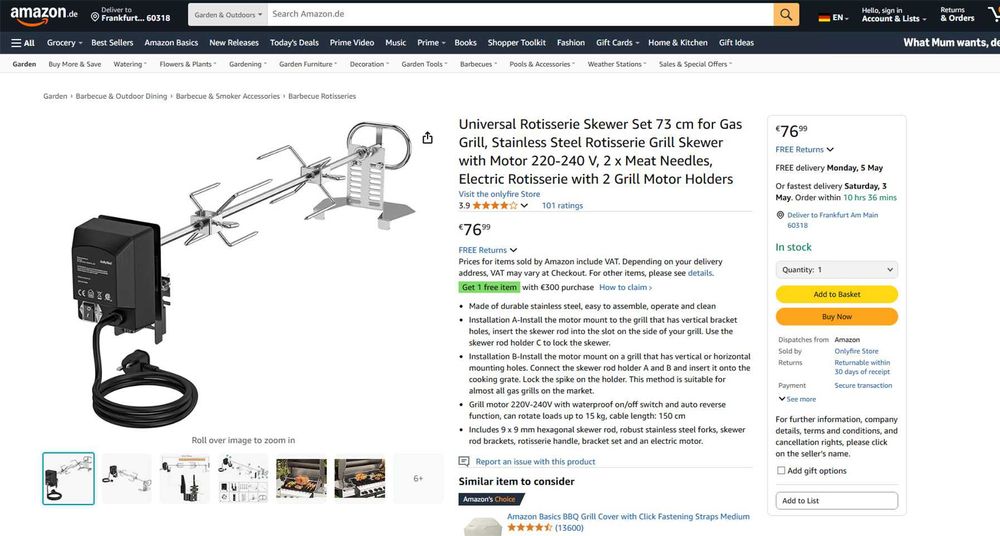 Kit Rotisor electric INOX universal, 77 cm 2 furci, REDUS de la 380RON