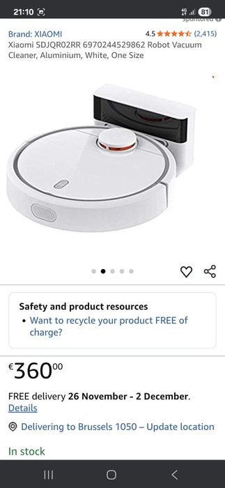 Robot aspirare Xiaomi Mi Robot Vacuum. Model SDJQR02RR