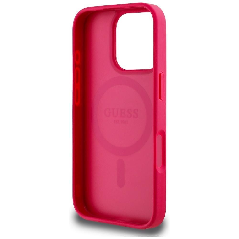 Guess grained flowers magsafe калъф за iphone 16 pro – fuchsia