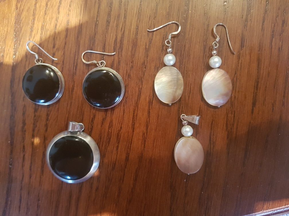 Set argint 925 cercei pandativ,onix,sidef si perle modele deosebite