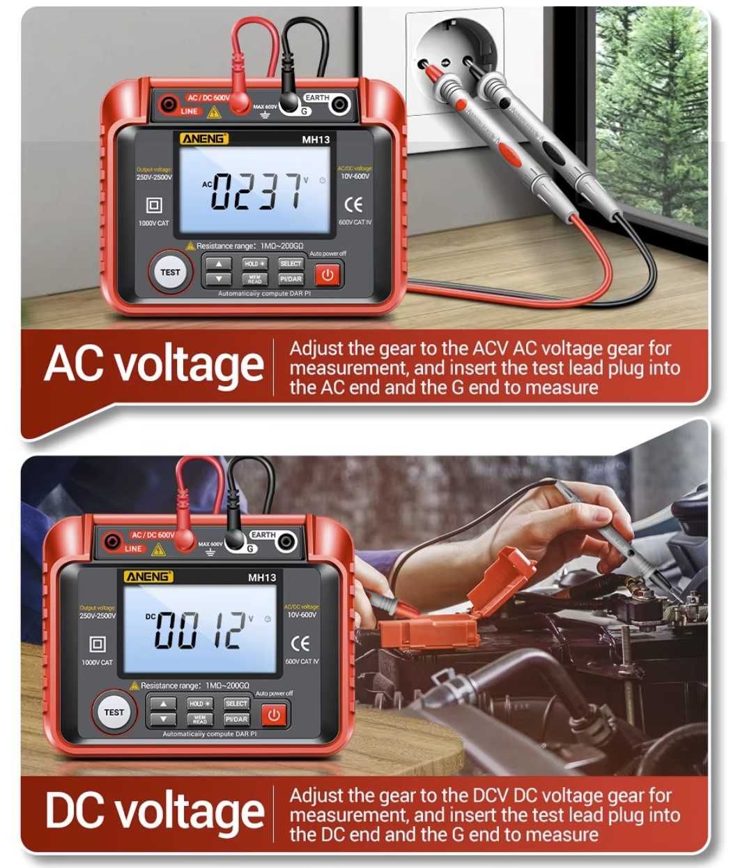 Tester izolatie Aneng MH13 250V-2500V functie de multimetru Megohmetru