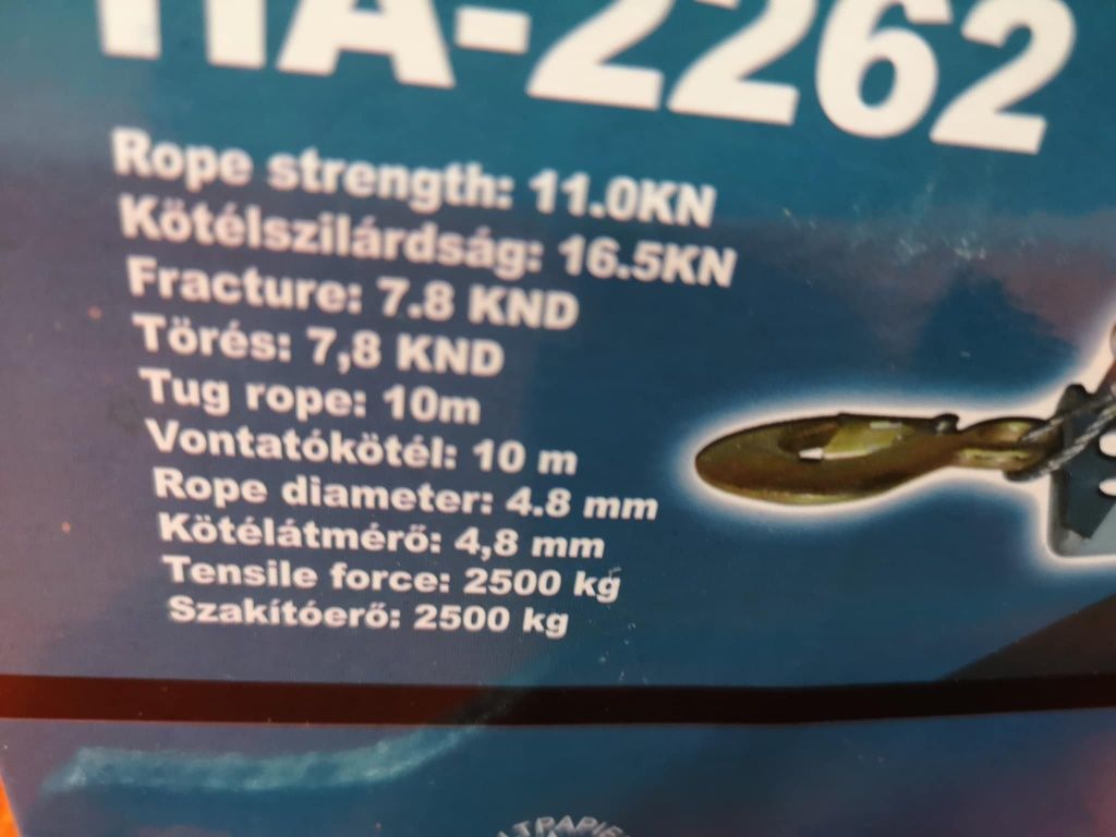 Troliu Manual 2500 Kg.10 metri cablu.Nou.