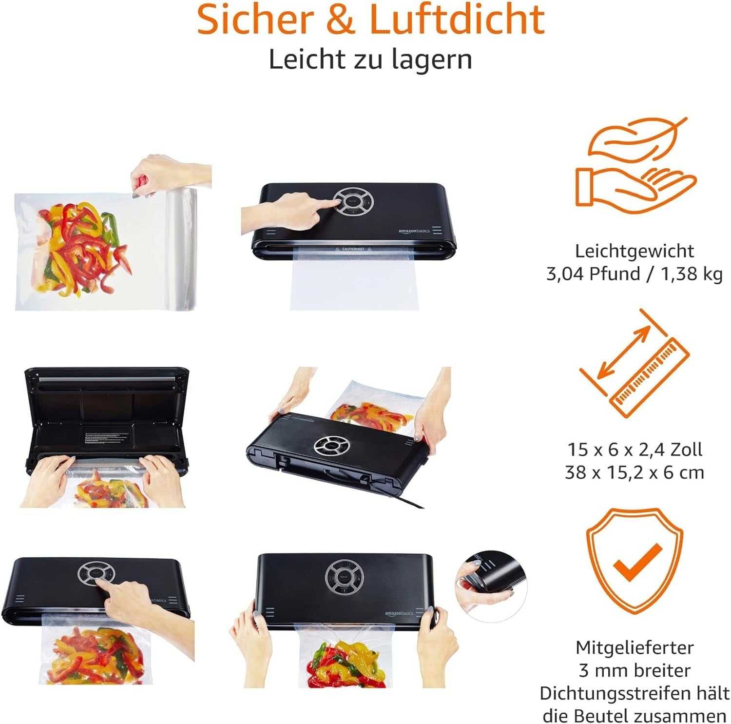 AmazonBasics - Вакуумно запечатващо устройство, 30 см
