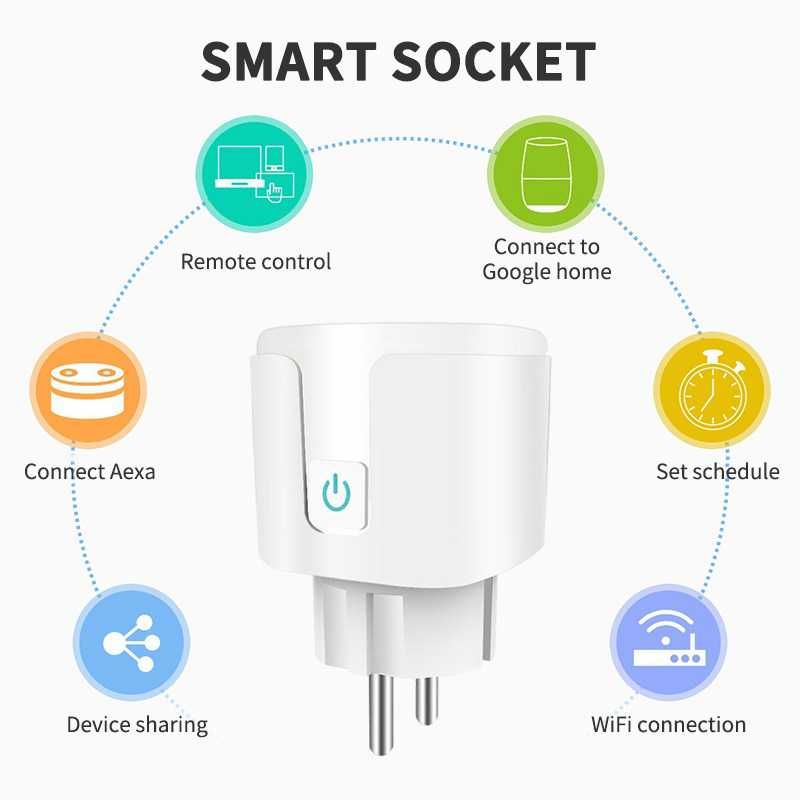 Wi-Fi smart Контакт с EU щепсел, Товаропоносимост 20А,  20214253