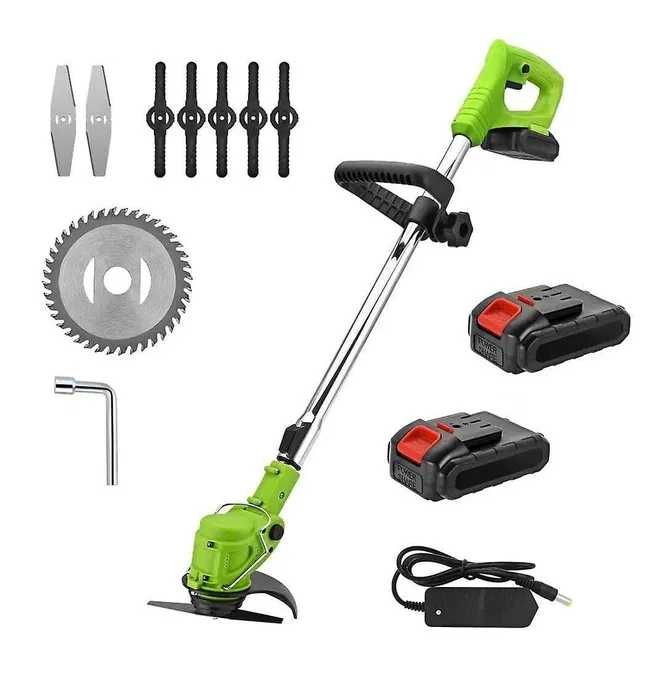 Телескопичен акумулаторен градински тример за трева с две батерии 48V